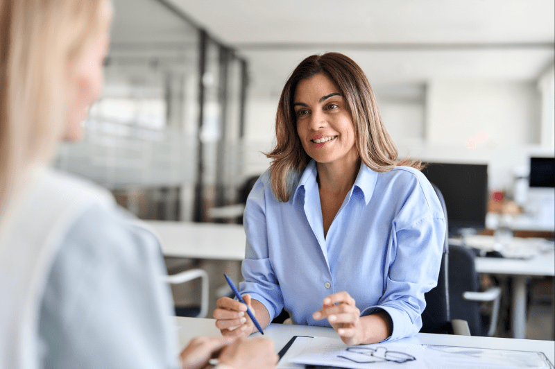 Woman learning about insurance